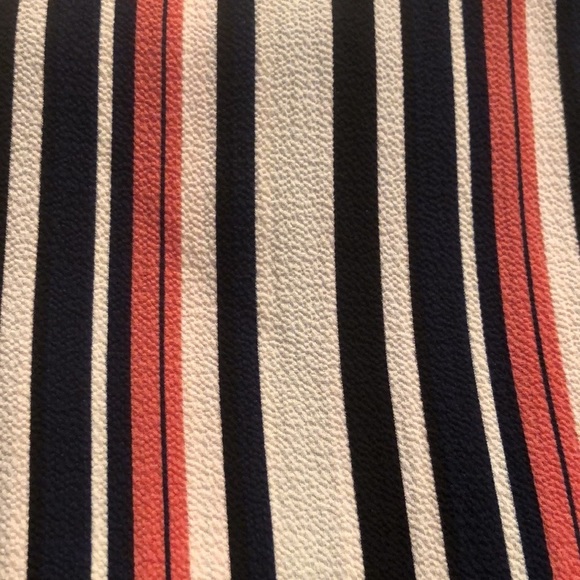 Aqua striped cropped wide leg high rise w/ side slit leg pull on pants - Picture 9 of 9